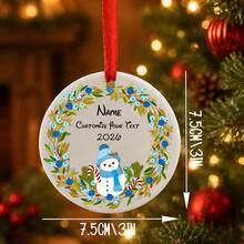 Custom Christmas Ornament, Personalized Name And Text Holiday Hanging Decor, Festive Snowman Wreath Style, Customized Christmas Tree Ornament, Customizable Wall Hanging Keepsake, Christmas Home Decor, Holiday Gift 2026, Room Decor, Family Gift - Style B - View 2