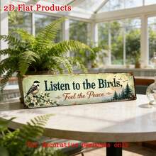 [2D Flat], 1pc 15.75x3.94 Inches - Vintage Sparrow Long Hanging Sign, Forest Pine Tree Distressed Metal Decorative Plate, Farmhouse Garden Porch And Peace Quote Wall Decor (Random Style) - A - View 9
