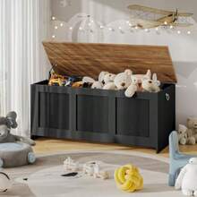 Storage Bench, 39.3" Retro Wooden Storage Chest, Wooden Storage Trunk, Toy Chest With Lift Top, Multifunctional Entryway Organizer, For Entryway, Livi - Black Walnut - View 2