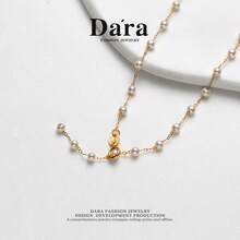 DARA Freshwater Pearl Necklace S925 Silver 3-4mm White Beads Starry Sky Design Luxury Gift For Women - White - View 6