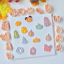 Various Pumpkin Polymer Clay Cutter For Earrings & Jewelry Making, Pumpkin Designed Soft Pottery Clay Molds For Pendant & Necklace Decoration Making - Beige - View 9