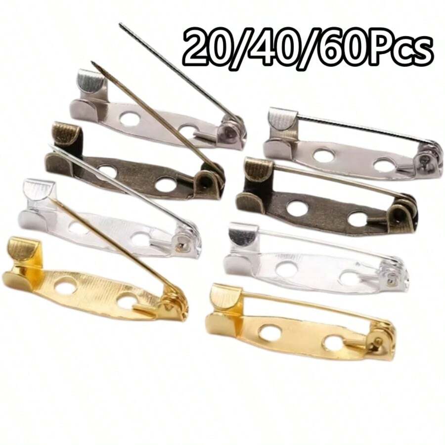20/40/60Pcs Brooch Backing Bases, Random Color DIY Jewelry Pin Making Accessories, Used For DIY Jewelry Pin Bases, Clasp Accessories