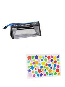 Transparent Mesh Large Capacity Pencil Case, Minimalist Transparent Stationery Box, Student Mesh Bag, Simple Double Layer Compartment Pencil Box - Multicolor - View 6