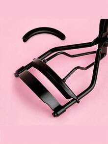 Portable Black Eyelash Curler, Includes 12 Silicone Pads, 1 Box, Long-Lasting Big Eye Effect, No Damage To Eyelashes, Suitable For Daily Makeup And Eyelash Curling - Black - View 3