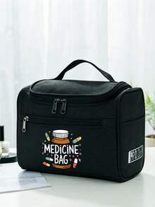 Portable Pill Bag, Medicine Pattern, Multi-Compartment Medicine Storage Bag, Multi-Functional Handbag - Multicolor - View 16