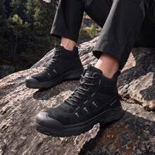 GUYISA 1 Pair Cargo Style Style Casual Outdoor Microfiber Leather Lace-Up Safety Shoes For Holiday Office Gym Outdoor All Seasons - Black - View 3