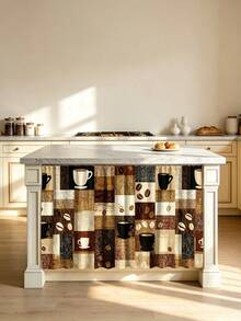 1pc Coffee Theme Semi-Transparent Kitchen Cabinet Curtain, Rod Pocket Style, Machine Washable Polyester Material, Featuring Coffee Cup And Coffee Bean Pattern, Polyester Fabric, Perfect Choice For Laundry Room And Kitchen Storage Shelf Decoration Gift, Suitable For Kitchen, Living Room, Game Room - Multi-Size Dust-Proof Curtain, Kitchen Theme Decor Kitchen Valve, Suitable For Use As Short Cabinet Curtain Table Skirt, Kitchen Curtain - Multicolor - View 6