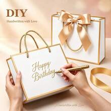 24pcs Hot Stamped 300g Paper Gift Bags, Mini Thank You Paper Gift Bags With Thick Rope Handles, Suitable For Christmas Party Favors, Wedding, Birthday, Graduation Party Souvenir Decoration Packaging - J-Multicolor - View 3