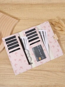 New Women's Long Button Wallet, Three Fold Multi Slot Simple Multi Slot Multi-Functional Wallet, Suitable For Outdoor Travel And Returning To School - Pink - View 6