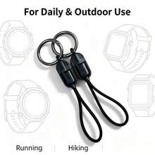 Portable Keychain Charging Cable For Watch, Magnetic Fast Charging Data Cable With Lanyard, Type-C Charging Cable, Stable Connection, Plug And Play - Black - View 2