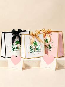 Saudi National Day Gift Box, Gift Handbag With Palm Tree And Arabic Pattern, Gift Packaging Bag, Suitable For Arabic Celebration Packaging, Gift Box, Suitable For Ramadan Wedding Party Decoration, Paper Companion Gift Box - Multicolor - View 7