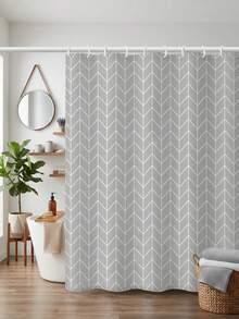 Nordic Simple Grey Solid Color Thick Bathroom Shower Curtain, Waterproof And Anti Mildew, For Toilet Partition/Window Decoration Use Home Bathroom Decor Fall Decor Bathroom Accessories Back To School - Grey - View 2