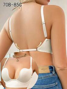 Contour Cup Women's Bra With Underwire Support, Cleavage Push-Up Soft Comfortable Lingerie - Apricot - View 2