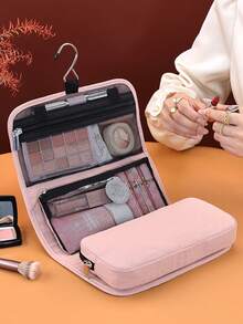 3-In-1 Detachable Travel Makeup Bag With Hook Hanging, Removable Small Pouch, Handheld Foldable Toiletry Storage Bag For Business Trip And Home Skincare Products - Multicolor - View 5