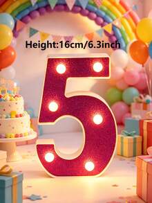 1pc 16cm Purple LED Letter Light, Alphanumeric Night Light, Battery Powered LED Light, Light‑Up Number Sign For Anniversary, Birthday Party Decoration, Wedding Background Decoration, Christmas And Halloween Party Home Bedroom Night Light. - Purple - View 40