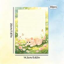 1 Set, 30 Sheets Cute Cat Themed Letter Paper, Cat Print Letter Paper, Kawaii Letter Paper - Rectangle - View 8