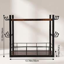 Coffee Mug Tree Bar Station Organizer, 2-Tier Mug Rack For Kitchen Storage Display Shelf, With 12 Hooks - View 2