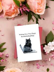 1pc Funny Cat Laptop Birthday Greeting Card, Premium Paper, Comes With Envelope, Suitable For Family, Friends, Son, Daughter, Girlfriend, Classmate, Applicable For Various Occasions - Multicolor - View 9