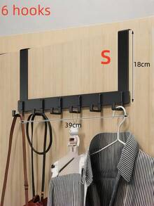 1pc Heavy Duty No-Drill Door Hook Rack, Suitable For Hanging Clothes, Bathrobes, Hats, Towels, Bathroom Storage, 7-Hook Wall-Mounted Coat Rack, Suitable For Door, Kitchen, Bathroom, Bedroom, Home Decor, Kitchen Accessories, Bathroom Decor, Bedroom Decor, Wall-Mounted Storage Rack, Kitchen Storage Rack, Key Rack, Bag Rack, Wall-Mounted Coat Rack - Black - View 14
