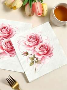 40/20/1pc 3-Ply Thickened Paper Napkins, Highly Absorbent Rose Pattern Disposable Cocktail Coasters, Suitable For Engagement Party, Mother's Day Brunch, Baby Shower, Tea Party, Holiday Dinner, Social Events - Multiple Styles - View 11