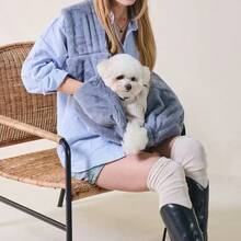 1pc Faux Rabbit Fur Dog Outdoor Fashion Shoulder Bag With Safety Rope Buckle, Soft And Warm - Multicolor - View 4