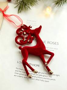 Luxury And Exquisite Red Flocked Christmas Ornament, Christmas Tree Decoration, Snowflake, Reindeer, Bow, Bell Pendant, Christmas Ornament, Christmas Gift. - Multicolor - View 8