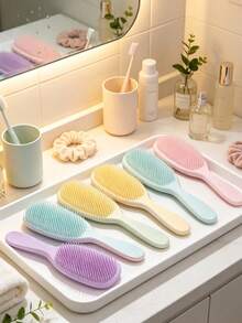 Soft Bristle Hair Brush - Painless Wet/Dry Use, Suitable For All Hair Types (Straight, Curly, Thick, Fine) - Anti-Static, Gentle Scalp Massage, Anti-Tangle Styling Brush, Suitable For Women, Children And Men - Macaron Color - Multicolor - View 5