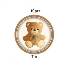 10/20/30Pcs,Cute Teddy Bear BabyShower Disposable Paper Plates,Vintage Brown Bear Pattern With We Can Bearly Wait Printed Party Plates,3 Neutral‑Style 7‑Inch Dessert Plates,Ideal For BabyShowers,1st Birthdays,Gender Reveal Parties&Dessert Table Decor - Multicolor - View 11