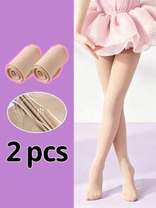 2pcs/Pack Solid Color Fashion Children's Dance Practice Tights, Soft And Comfortable Elegant Tights, Suitable For All Seasons, Multiple Colors Available - Multicolor - View 24