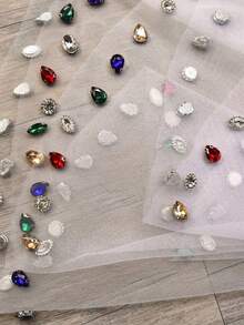 1pc Short Bridal Veil With Artificial Rhinestone Embellishment, For Wedding Veil, Bachelorette Party And Wedding Photography Headpiece - White - View 5