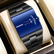 POEDAGAR Men's Stainless Steel Band Fashion Luminous Waterproof Square Quartz Watch, Suitable For Daily Wear, Can Be Given As Birthday Or Holiday Gift - Multicolor - View 3