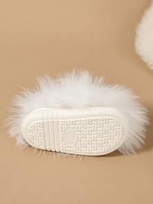 1 Pair Cute Plush Rabbit Decor Children's Slippers, Soft Adorable Bunny Accessory Open Toe Indoor House Shoes, Girls Non-Slip Home Slippers - White - View 7