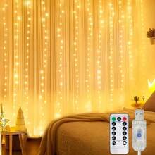 USB Powered LED Curtain Fairy Lights With Remote Control, 8 Flashing Modes, Christmas Decoration Lights For Halloween, Easter, Valentine's Day, Wedding, Holiday Party, Indoor Atmosphere, Garden Lighting Decor String Lights - USB Curtain Light - View 16