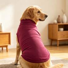 1 Buah Rompi Tanpa Lengan Leher Tinggi untuk Anjing Besar, Kemeja Anjing Rajut Lembut dan Elastis, Pakaian Hewan Peliharaan Dasar yang Hangat untuk Anjing Sedang hingga Besar, Pakaian Rumahan Sehari-hari - Burgundy - View 8
