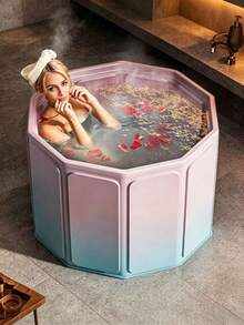 1pc Bathroom Accessory, Portable Oversized Foldable Inflatable Spa Tub - Adult Inflatable Hydrotherapy And Hot Bath Tub, Compact Shower And Foot Bath Device Suitable For Small Spaces, No Electricity Required, Suitable For Home Bathroom And Outdoor Bathing Solutions - A - View 7