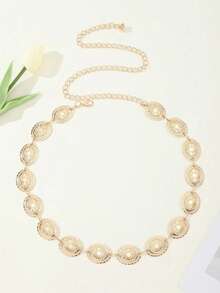 1pc Bohemian Style Gold Coin Chain Waist Belt For Women, Beach Vacation Metal Waist Belt, Match With Dress And Skirt - Multicolor - View 9
