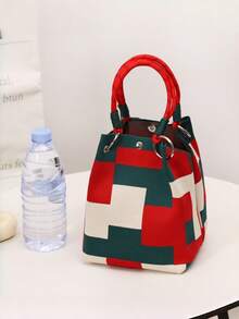 Nuevo bolso de moda para mujer - Bolso de hombro multifuncional con diseño de cerradura de , bolso de gran capacidad, muñequera, billetera, bolsa de almacenamiento 2 en 1, adecuado para viajes, al aire libre, transporte y uso diario, asa duradera, accesorio de moda, nuevo bolso de tela estilo INS, elegante bolso de compras/fotografía blanco en forma de cubo, regalo de vacaciones, bolsa de compras, almacenamiento de herramientas de maquillaje - Multicolor - Ver 13