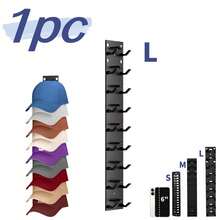 1pc Baseball Cap Storage Rack, Adhesive Wall-Mounted Hat Holder Can Hold 10 Caps, Multi-Layer Hat Display Organizer Suitable For Closet Door Cabinet, Strong Adhesive Hat Hanging Rack With Dual Installation Options Black - View 10