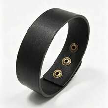 1pc Minimalist Black Bracelet, Vintage Copper Buckle Adjustable Bangle - Black - View 7