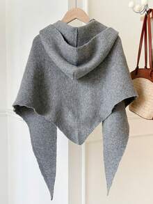 1pc Women's Solid Color Hooded Wool Blend Knit Warm Decorative Casual Style Triangle Hooded Shawl Scarf Suitable For Shopping, Outings, Skiing, Autumn/Winter - Multicolor - View 11