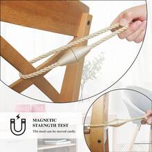 2 Pack Magnetic Curtain Tiebacks Rope Modern Handmade Curtain Tie Backs Decorative Drapes Weave Holdbacks For Window Decor - Beige - View 4