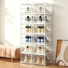 Lifevilion 12 Slots Transparent Shoes Cabinet Thickened Foldable Sneaker Shoe Organizers Stackable Dustproof High-Top Box Shoe Rack Shelf - Multicolor - View 6