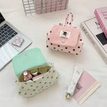 Portable Polka Dot Makeup Bag, Mini Key Lipstick Coin Purse, Earphone Coin ID Card Flap Storage Pouch - Multicolor - View 3
