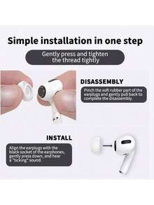 Replacement Ear Tips With Noise Reduction Hole Compatible With Airpods Pro And Compatible With Airpods Pro 2nd Generation, 3-In-1 Cleaner Kit Compatible With Airpods 1 2 3 Pro/Pro 2, Silicone Ear Tips Compatible With Airpods Pro - White - View 2