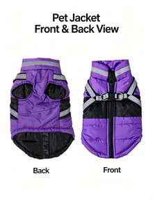 2-IN-1 Autumn/Winter Warm Pet Jacket & Harness With Reflective Strip Thicken Windproof Dog Coat Clothes Suitable For Small And Medium Dogs - Multicolor - View 6