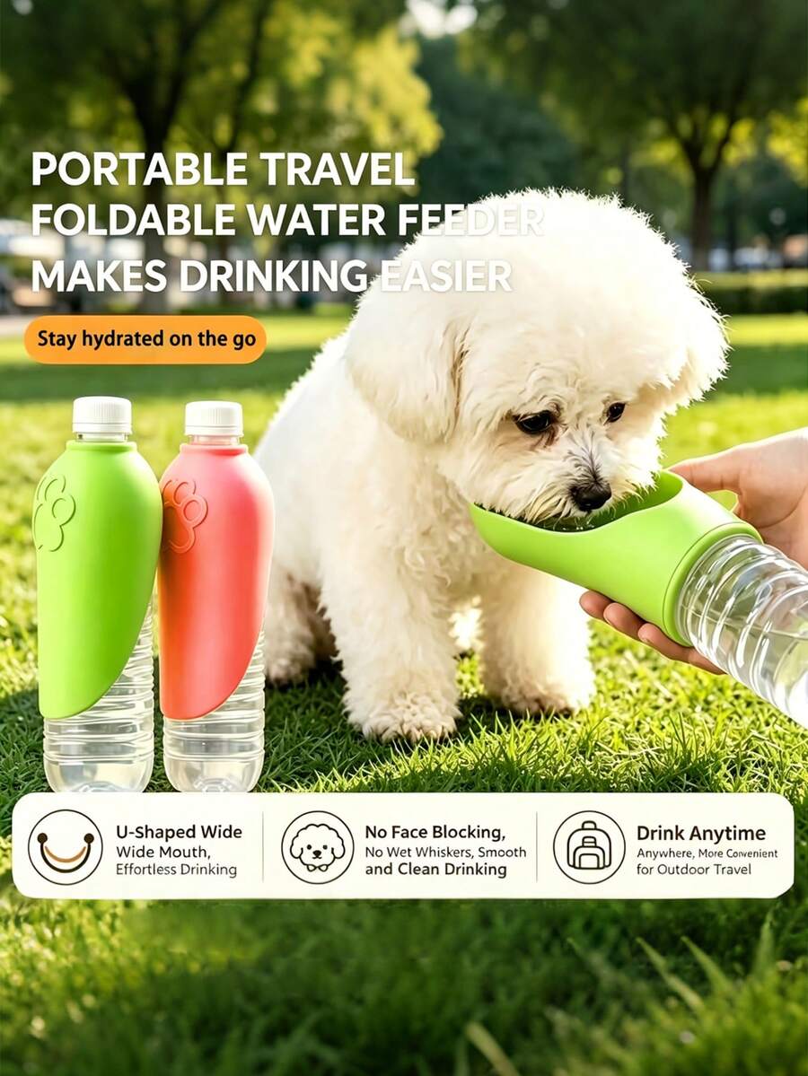 Portable Pet Water Adapter, Random Handmade Bracelet, Leakproof Foldable Leaf Cap With Twist-Lock, For Hikers And Runners, Fits Standard Water Bottles, Quick-Release Design, Dishwasher - Use On Long Walks, Jogging, Or Road Trips