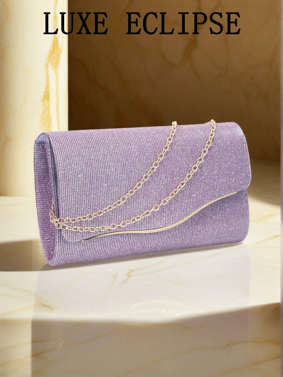 Shiny Evening Clutch Bag, Elegant Fashion Envelope Bag, Ladies Wedding Party Handbag - Purple - View 1