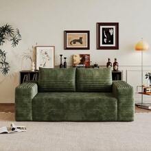 180cm, Comfortable Corduroy Sofa, Deep Seat Loveseat Small Sofa, Boneless Modular Sofa, Sponge, No Assembly Required, Compression Sofa For Living Room, Bedroom, Apartment - Green - View 6