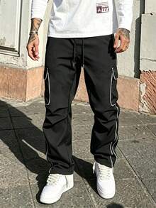 Men's Casual Fashion Long Pants Outdoor Sports Multi-Pocket Cargo Pants - Black - View 4