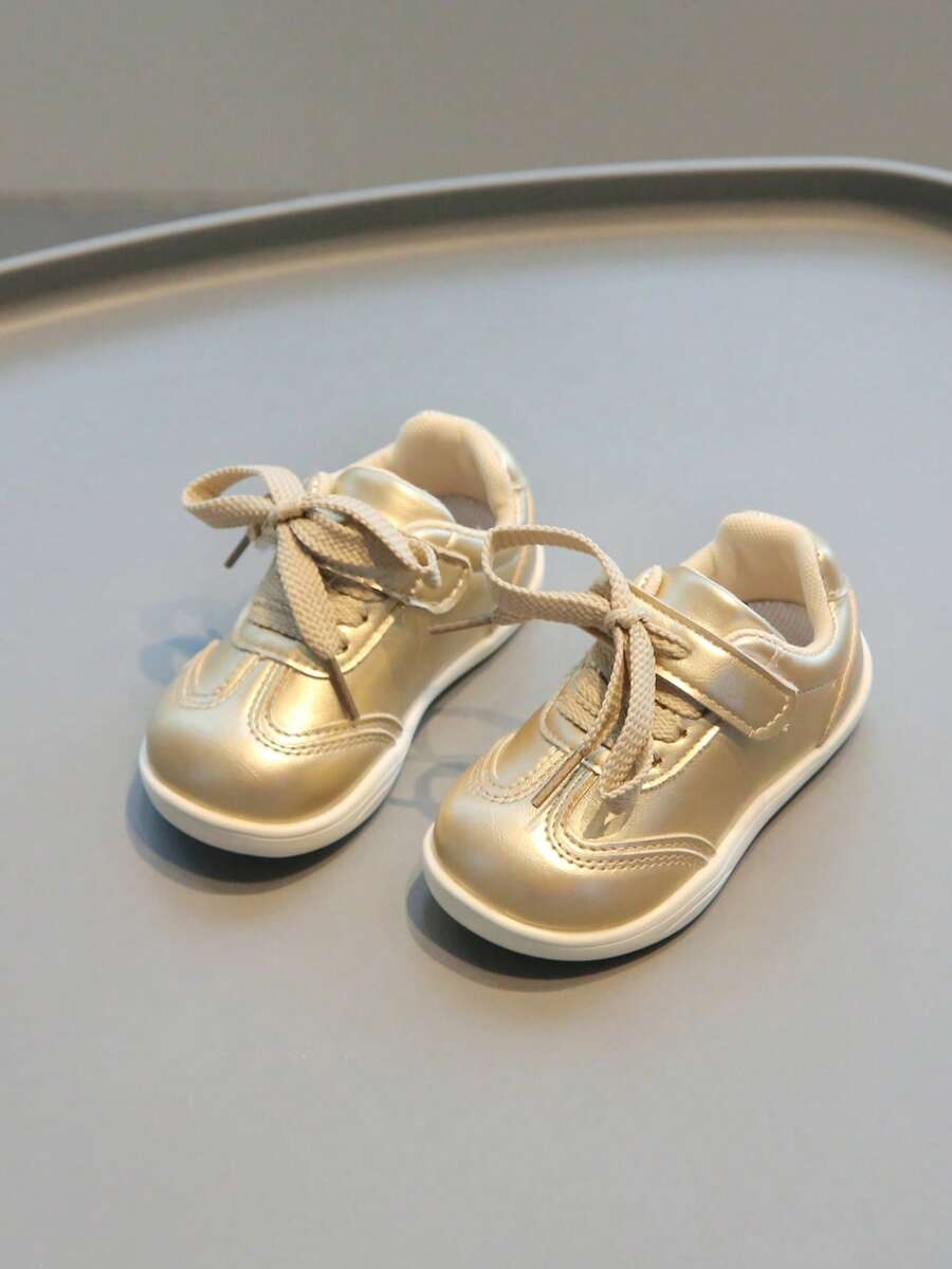 Baby Soft Sole Walking Shoes, Hook-And-Loop Toddler Sneakers For Spring And Autumn - Gold - View 1